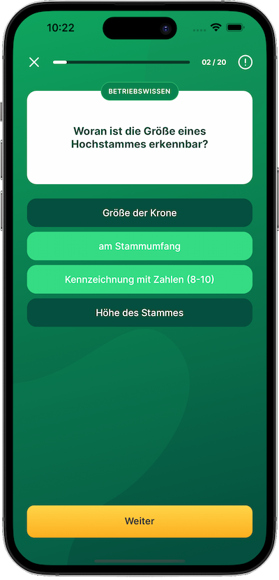 Green Learning Frage Screen